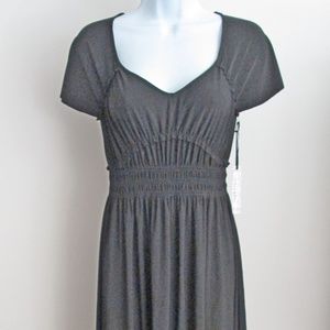 Cap Sleeve Keyhole Back Empire Waist Black Dress